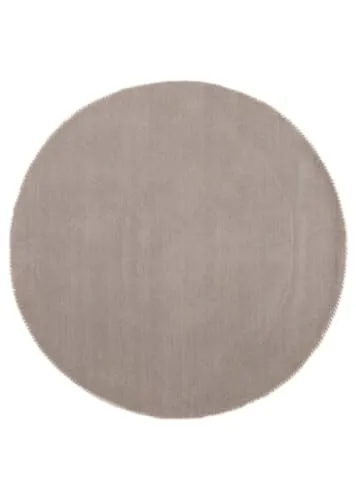carpetfine handgefertigter Wollteppich Gabbeh Lola Rund Hellgrau Ø 100 cm Weich, Hochwertig, Zeitlos | Runder Teppich für Gemütlichkeit & Eleganz im Wohnzimmer, Schlafzimmer und Diele