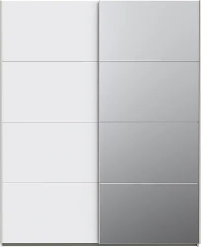 Schiebetürenschrank >SCHACH&MATT 2< in weiss / Spiegel