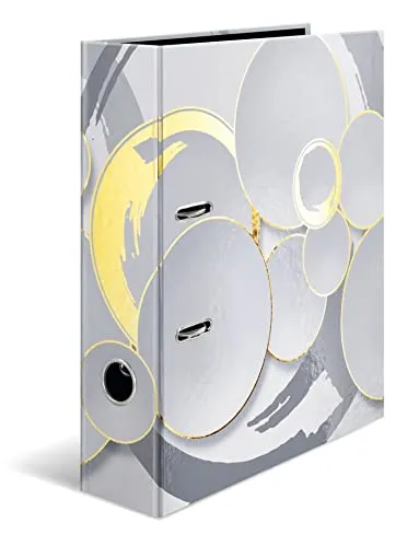 HERMA Ordner A4 Weiß Gold Set, 5 Stück, 7 cm breit, Kinder Ringordner mit Edel Muster, bunter Aktenordner mit glänzender Veredelung für Jungen und Mädchen