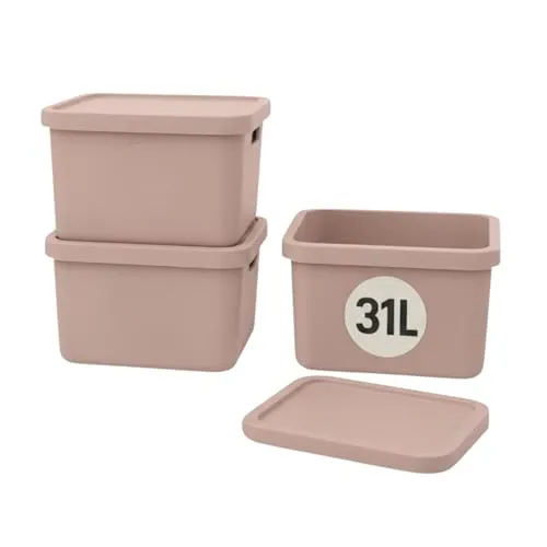 Plastard Boxen 31 L, 3er-Set, stapelbar, BPA-frei, Pink in pink von Plastard