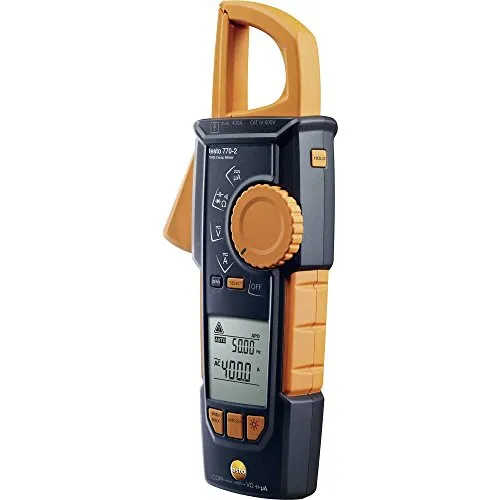 Testo Stromzange 0590 7702 - True RMS Digitalzange für präzise Messungen - Multimeter für Elektroinstallation, misst AC/DC bis 600 V und 400 A. Mit True RMS für exakte Effektivwertmessung und Zusatzfunktionen wie Temperaturmessung bis 500 °C.