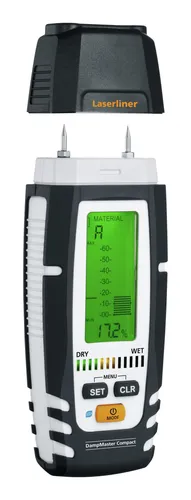 Laserliner DampMaster Compact Plus (082.321A) - Präzises Feuchtigkeitsmessgerät für Holz und Baustellen, ideal für Bauprofis und Heimwerker, kompakt und benutzerfreundlich.