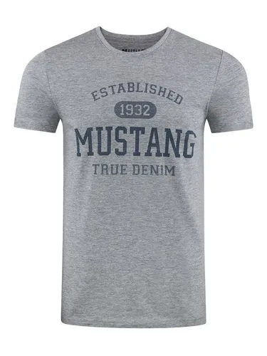 MUSTANG T-Shirt Herren Printshirt Regular Fit (1-tlg) Kurzarm Tee Shirt mit Rundhalsausschnitt aus 100% Baumwolle