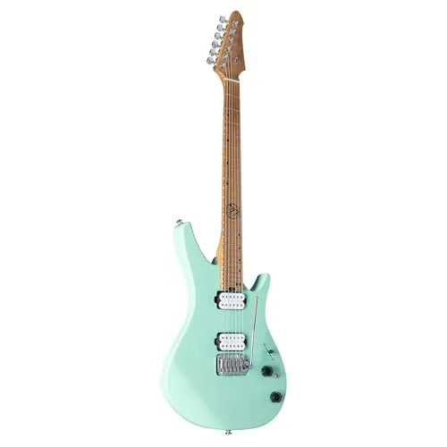 J & D DX-100 E-Gitarre, Mint Green, Ergonomischer Erle-Korpus, Roasted Maple Neck, 24 Bünde, JD Custom Humbucker, 2-Punkt Tremolo, Satin-Finish