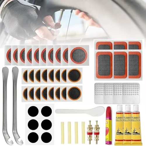 EHIOG Fahrrad Flickzeug 56-teilig – Komplettes Set für schnelle Reparaturen