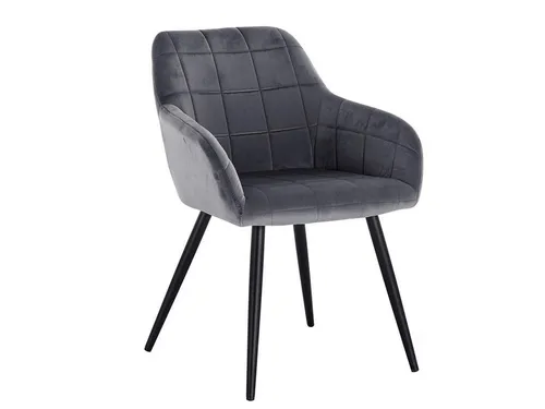 WOLTU Dunkelgrau Esszimmerstuhl mit Armlehne - Bequemer Polsterstuhl für Esszimmer und Wohnzimmer, mit ergonomischem Design, hochwertigem Samtbezug und stabilen Metallbeinen für langanhaltenden Komfort.