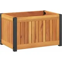 vidaXL Pflanzkübel aus Akazie und Stahl 45x30x27,5 cm - Garten-Zubehör mit robustem pulverbeschichtetem Stahlrahmen und langlebigem Akazienholz, ideal für Innen- und Außenbereiche, bietet viel Platz für deine Lieblingspflanzen.