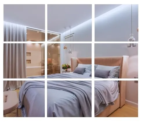 BD ART Spiegel zum Kleben 9 Stück 20 x 20 cm - Dekorative Wandspiegel zum Aufkleben - Klebespiegel für die Wand Ganzkörper - Spiegelfliesen Selbstklebend - Spiegelwand Ohne Bohren für Tür & Schrank