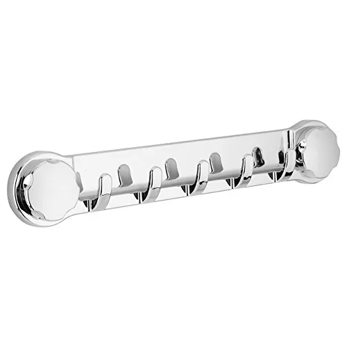 Fdit Leistungsstarker Vakuum-Saugnapf-Handtuchhalter, Wandhalterung, Mantel, Badetuch, Haken, Stange mit 5 Haken für Handtücher, Bademäntel, Kleidung