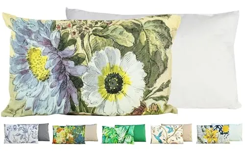 JACK Outdoor Lounge Kissen 30x50cm Motiv Dekokissen inkl. Füllung Wasserfest Sitzkissen Garten Stuhl, Farbe:Blumenwiese