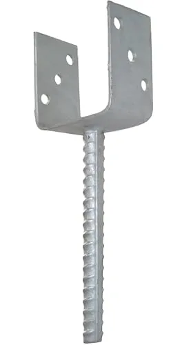 BURI U Pfostenträger 90x90 mm mit Steindolle zum Einbetonieren für Zaunpfosten 9x9 cm Stahl feuerverzinkt U-förmig Pfostenanker Bodenanker Erdanker Verankerung für Beton Pfostenhalter Träger 30x10x6cm