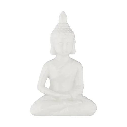 Buddha Figur sitzend Gartenskulptur Gartenfigur weiß Gartenbuddha Buddhastatue