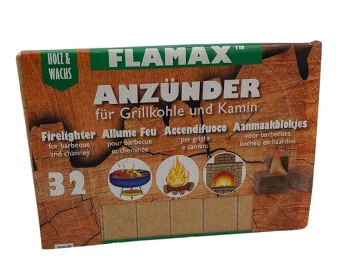 Flamax Bio Kohleanzünder 32er Ökoanzünder Ofenanzünder Kaminanzünder Anzündwürfel