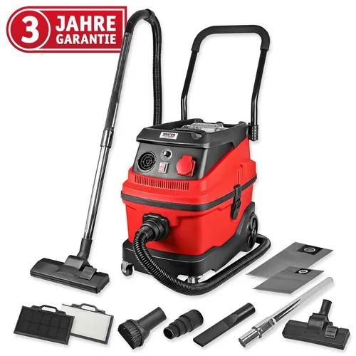 WALTER Staubsauger 3in1 mit Klopffunktion - Industriesauger für Nass- und Trockeneinsätze, 30L Wassertank, HEPA-Filter für saubere Luft, ideal für Werkstätten und Bauprojekte.