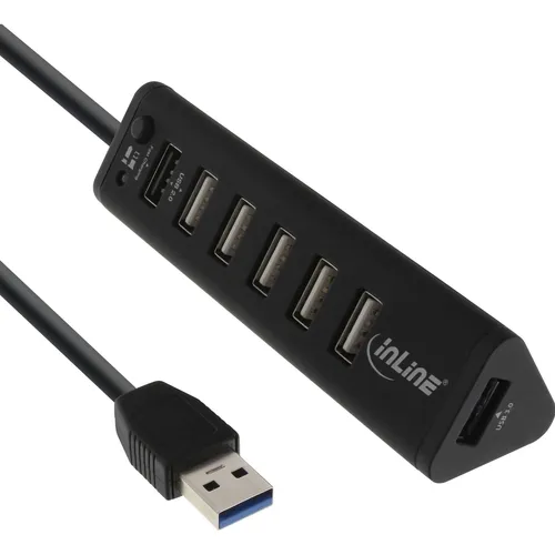 InLine® Smart Hub, 7-fach USB 3.2 Gen.1 / 2.0 Hub mit Schnelllade-Anschluss Eingabe / Ausgabe und