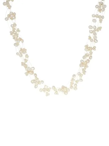 Valero Pearls Damen-Kette - Kette aus hochwertigen Süßwasser-Zuchtperlen in Barock-Form, ideal als Geschenk für Liebhaberinnen von edlem Perlenschmuck. Mit praktischem Karabinerverschluss aus 925er Sterlingsilber.