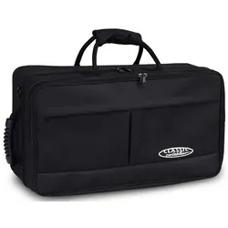 Classic Cantabile TRB-2 Tasche für 2 Trompeten - Geräumiger Leichtkoffer für 2 Jazztrompeten mit großen Zusatzfächern und unsichtbarer Rucksackfunktion, ideal für Musiker unterwegs.