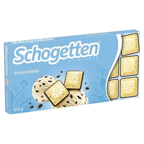 Schogetten Stracciatella 100g Schokoladentafel, praktisch einzeln portioniert. Ein Genuss. Stück für Stück.