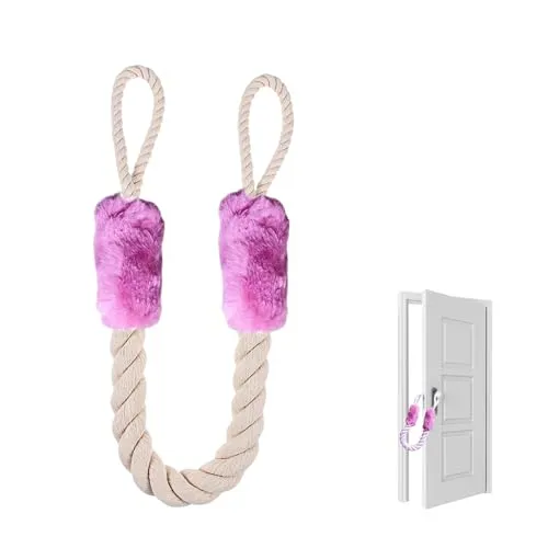 Türkordel Klemmschutz,Türstopper KlinkeTürklinke für Türen,Türklinken Stopper Schutz Baumwolle,Türstopper Seil Griff Tür Offen Halter,Türgriffstopper,Einklemmschutz für Haustier Babys Kinder (Rosa)