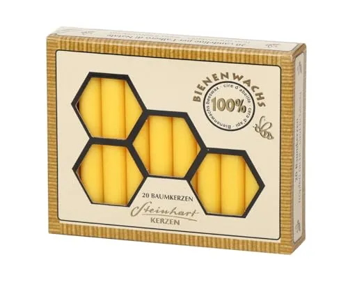 Stumpenkerzen Baumkerze 100% Bienenwachs, Honigduft, 95 x Ø 13 mm, 20 Stück