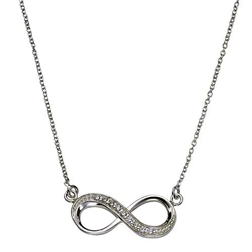 Zeeme Silber Damen Halskette 925/- Sterling Silber mit Zirkonia - Elegante 45cm Halskette aus 925 Sterling Silber, mit funkelnden Zirkonia-Steinen und einem stilvollen Unendlichkeits-Anhänger. Perfekt als Geschenk für besondere Anlässe.