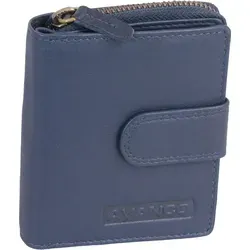 Schicke Geldbörse Damen Leder Portemonnaie, dunkelblau - Elegante Geldbörse mit 6 Kreditkartenfächern, Scheinfach und Reißverschluss-Kleingeldfach. Maße: 11,5x8,5x3 cm. Aus hochwertigem Leder für stilvolle Aufbewahrung.