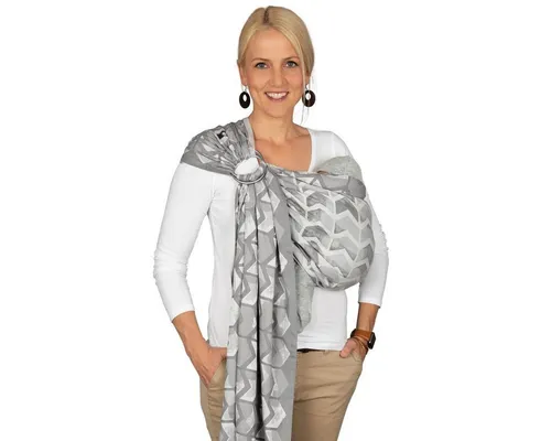 Hoppediz Ring-Sling, Baby-Tragetuch Design Amsterdam stone - Babytragen: 100 % kbA-Baumwolle für optimalen Tragekomfort und positive Auswirkungen auf die Hüftentwicklung. Ideal für Neugeborene bis zum individuellen Tragealter.