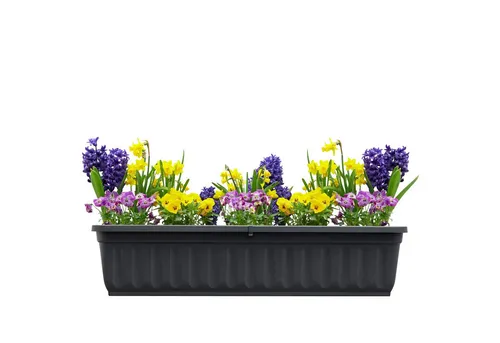 Hausfelder Blumenkasten Balkonkasten mit Wasserstandsanzeiger, Pflanzkasten 1 x 80cm (1er Set, 1 St., Jedes Set enthält: Füllstandsanzeiger, Boden, Pflanzkasten), Blumenkästen UV- und witterungsbeständig für innen und außen, matt