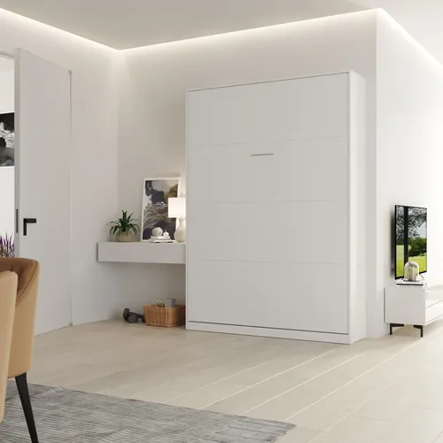 SMARTBett Schrankbett Classico 100/140/160x200 cm Vertikal Weiß - Schrankbett für effiziente Raumnutzung, ausgestattet mit Gasdruckfedern für müheloses Öffnen und Schließen. Ideal für Gästezimmer, Büros oder Kinderzimmer.