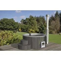 Wolff Finnhaus Badebottich Hot Tub Ø 200 cm Thermoholz mit Außenofen