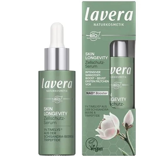 Produktbild lavera Skin Longevity Zellschutz-Serum – Gesichtsserum mit Hyaluron & pflanzlichen Wirkstoffen, für glatte, gepflegte Haut, Feuchtigkeit & Regeneration, Naturkosmetik