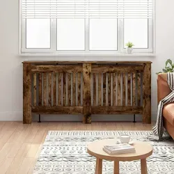 vidaXL Heizkörperabdeckung Geräucherte Eiche 172 x 19 x 81,5 cm - Heizkörperverkleidung aus wasserabweisendem Holzwerkstoff, bietet Sicherheit für Kinder und Haustiere, elegantes Design mit zusätzlichem Regal für Dekoration.