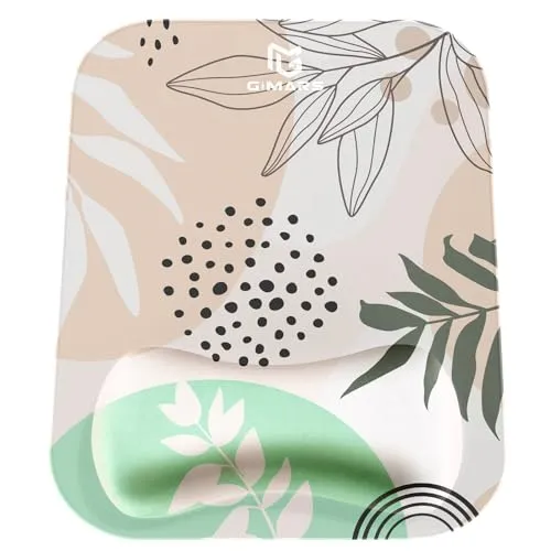Gimars Mauspad mit Gelkissen, Ergonomisches Mousepad mit Handauflage, Gel Memory Foam Wasserdicht Mauspads mit Handgelenkauflage für Computer Laptop Offfice Heim, Morandi Beige