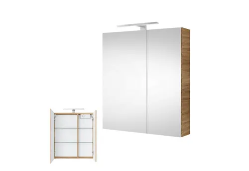 Planetmöbel Spiegelschrank mit LED Beleuchtung 60 cm - Sonoma Eiche - Spiegelschrank fürs Bad mit elegantem Design und praktischer Soft-Close-Funktion. Die LED Beleuchtung sorgt für ein modernes Ambiente und die geräumigen Fächer ermöglichen eine saubere Sortierung.