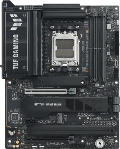 ASUS TUF GAMING X870E-PLUS WIFI7 Mainboard - ATX Mainboard mit AMD X870E Chipset, WiFi 7, Dual DDR5-6400 Unterstützung und umfangreichen Anschlussmöglichkeiten für höchste Gaming-Performance.