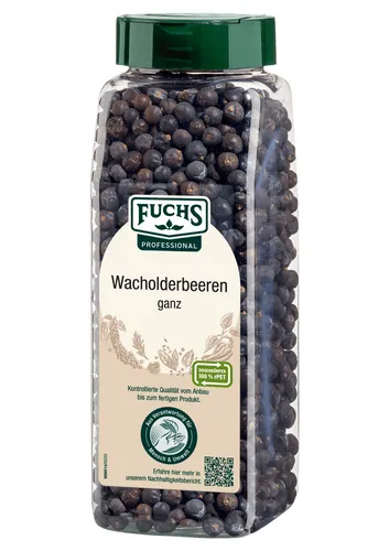 Fuchs Professional Wacholderbeeren ganz 300 g - Ungemahlene Kräuter & Gewürze, ideal zum Würzen von Sauerbraten oder Sauerkraut, mit benutzerfreundlicher und hygienischer Verpackung.