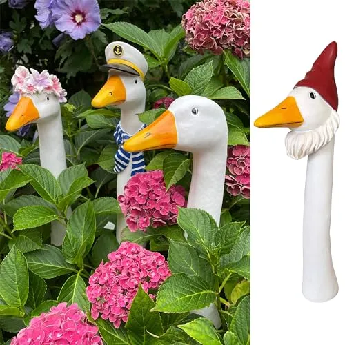OF Gänsehals Gartenstecker Gans - Höhe 35 bis 38 cm groß - Deko Gartenfiguren für außen (Weihnachtsmann)