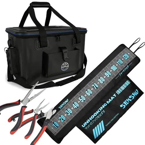 Pro Tackle Eva Bag I Tackle Bakkan + Senshu Abhakmatte + 3 Zangen Angeltasche - Stilvolle und funktionale Anglerausrüstung mit 50L Fassungsvermögen