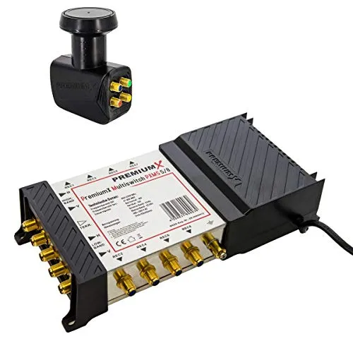 Premium X Multischalter PXMS 5/8 - 8 Teilnehmer Multiswitch mit Netzteil - Multischalter für 8 Teilnehmer, ideal für den Empfang von 4K und 8K Signalen. Hohe Signalqualität und unabhängige Nutzung aller Receiver, perfekt für Familien.