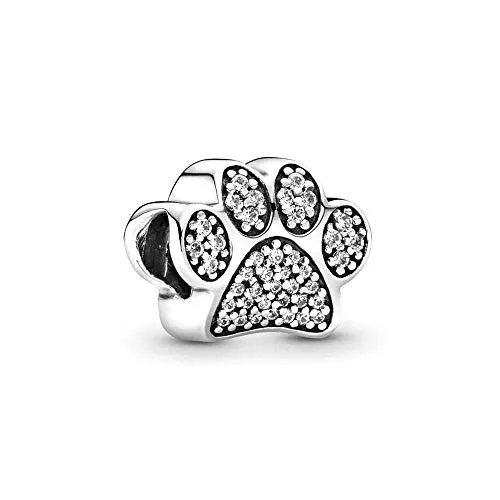 Pandora Charm - Pfote, 791714CZ - Bead Charms für Damen, aus hochwertigem 925er Silber mit hochglanzpolierter und geschwärzter Oberfläche, symbolisiert die Liebe zu Tieren.