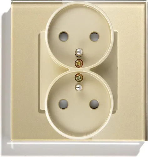 230V Doppelsteckdose Gold mit Stift und Glasrahmen__ in gold von Smart Home