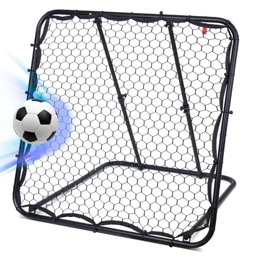 Leogreen Rebounder für Fußball, Fußball Rebounder Jugendlich, Teleskopische Stufenlose Einstellung Prellwand Fussball für EIN besseres und abwechslungsreiches Training (124 * 124cm)