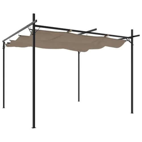 vidaXL Pergola mit Schiebedach, UV-beständig 295x292x230 cm - Gartenlauben mit stabiler Stahl- und Aluminiumstruktur, ideal für schattige Familienfeiern im Freien. Das schiebbare Dach ermöglicht flexiblen Sonnenschutz.