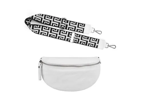 ITALYSHOP24 Bauchtasche Made in Italy Damen Leder Gürteltasche Hüfttasche Brusttasche Bodybag (Spar-Set aus einer Tasche mit dem Ledergurt und einem breitem Stoffgurt/Umhängeband, Crossbody Bag mit zusätzlichen Riemen), 1 Tasche & 2 Gurte, Schultertasche, Umhängetasche mit 2 Schulterriemen
