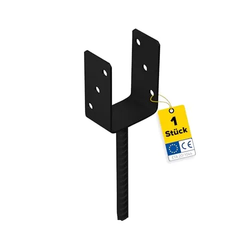 DMX - U Pfostenträger - Pfostenanker - Holzverbinder - Balkenschuh U profil - Pfostenträger 80x80 - Pfostenträger zum einbetonieren - Stützenfuß für Zaunpfosten, Holzpfosten, Terrasse, Carport