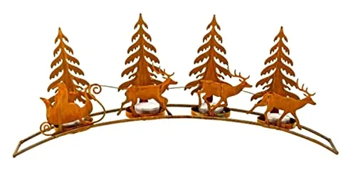 LB H&F Herbstdeko Weihnachtsdeko AUFSTELLER Deko Dekoration Dekofigur Herbst Winter Weihnachten Metall Rost Gartenstecker (Adventskranz Hirsch Rost)