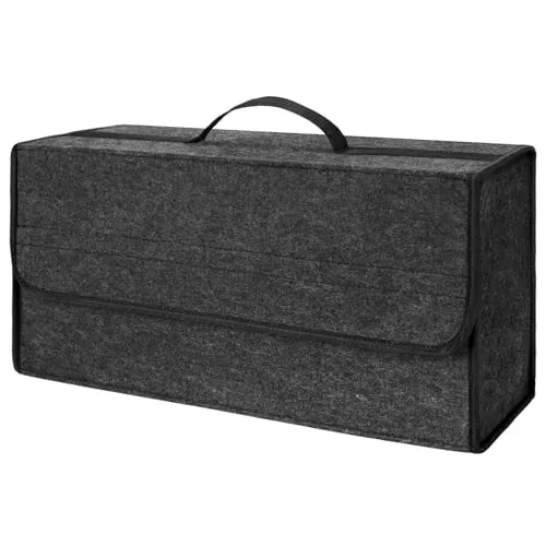 EZVEZS Auto Kofferraum Organizer klett,Faltbar Kofferraumtasche,Rutschfest Filz Auto Organizer Toolbag für Werkzeug & Autopflege,Universell Autotasche Kfz Zubehör für alle Fahrzeuge (1 Stück)