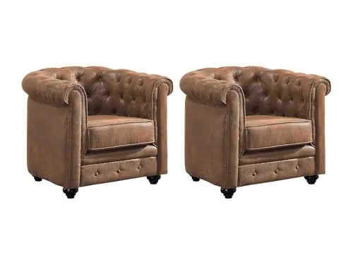 Vente-unique Chesterfield-Sessel Set in braun von Vente-unique