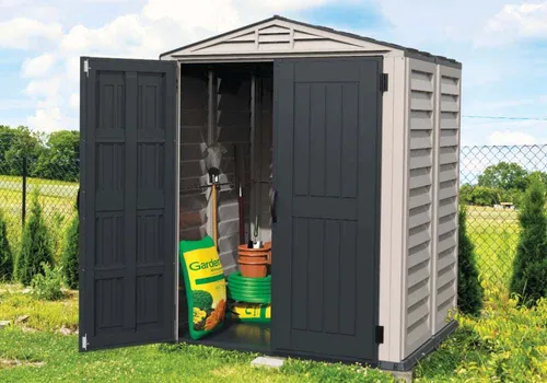 DURAMAX Kunststoff-Gerätehaus 1,70x1,70 m - Praktisches Gerätehaus aus robustem Kunststoff für die perfekte Aufbewahrung von Gartenutensilien. Wartungsfrei, wetterfest und mit stabilem Fußboden ausgestattet. Ideal für den Garten!