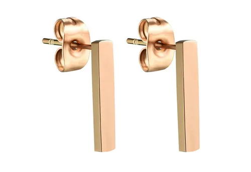 LÖB Paar Ohrstecker 18K Roségold vergoldet Edelstahl Ohrringe Ohrstecker Stab 15mm Modern (Geschenke für Frauen Beste Freundin Mutter Mama Damen zum Geburtstag Weihnachten Weihnachtsgeschenke), Stecker mit Stäbchen Minimalistich Rose Gold Geometrisch Bar Linie